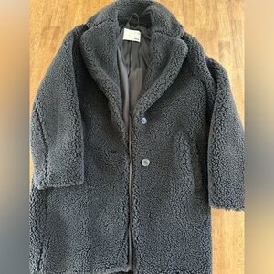 Wilfred Free Aritzia The Teddy Faux Shearling Collared Cocoon Coat Jacket Black